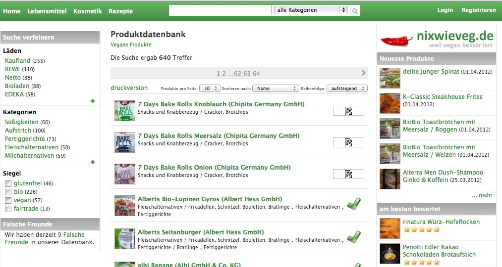 Nix wie veg – Vegane Produktdatenbank