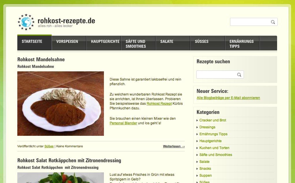 Rezepte und Tipps bei Rohkost-Rezepte.de