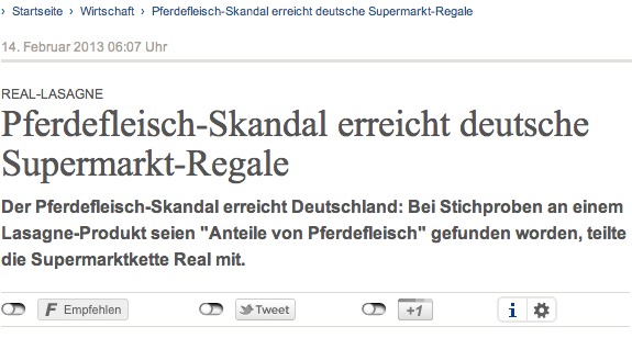 Kommentar zum „Pferdefleischskandal“