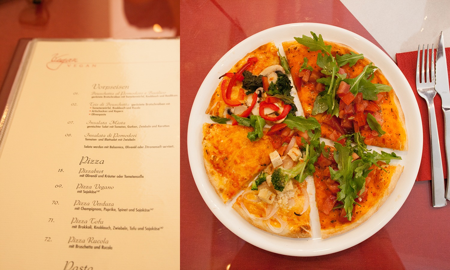 Vegane Pizza im „Mare Nero“ in Wörrstadt bei Mainz