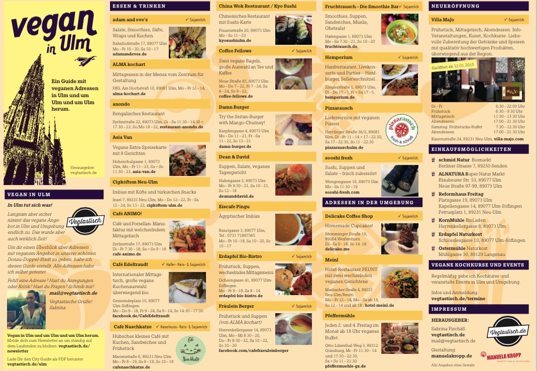 Vegan Guide für Ulm zum Herunterladen