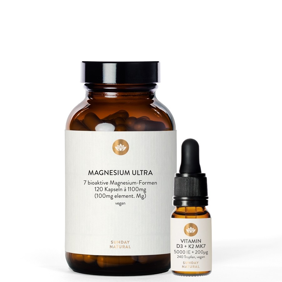 Magnesium Komplex Kapseln mit Vitamin D3 und K2 Tropfen vegane Vitamine 
